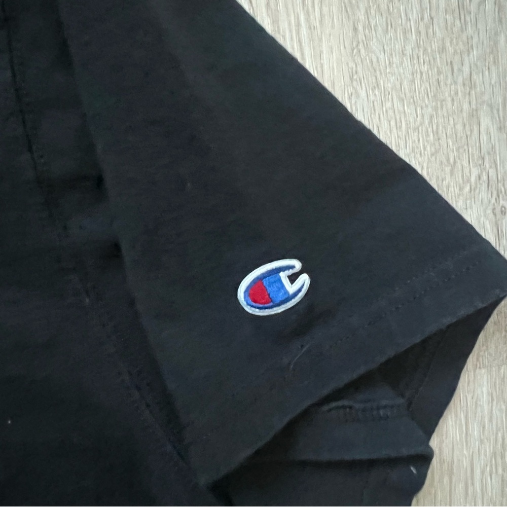 Vintage 90s Champion Black Crewneck with Big Silver Embroidered Logo Men's XL - Picture 6 of 10